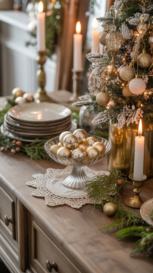 Old Fashion Christmas Tablescapes and Holiday Vignettes