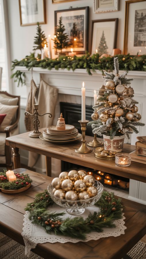 Old Fashion Christmas Tablescapes and Holiday Vignettes