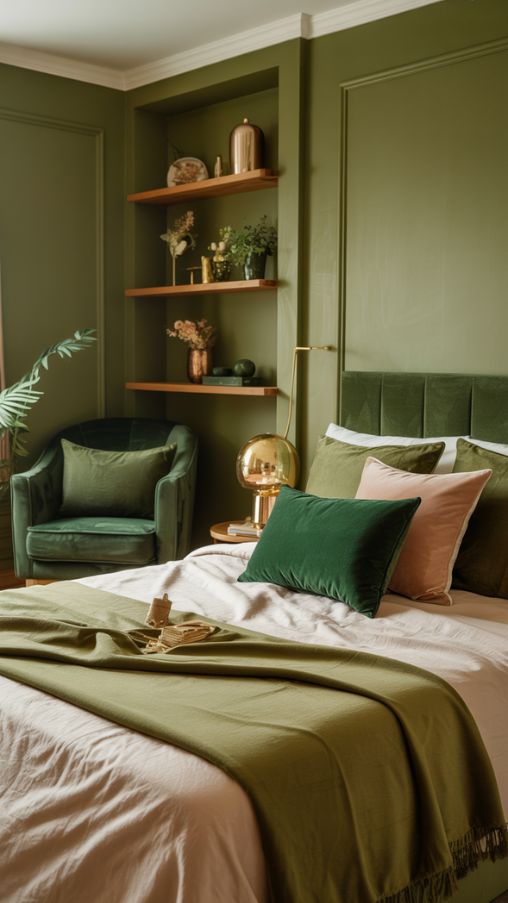 Olive and Emerald Green Bedroom Ideas – Elegant, Earthy, and Luxurious Decor Inspiration
