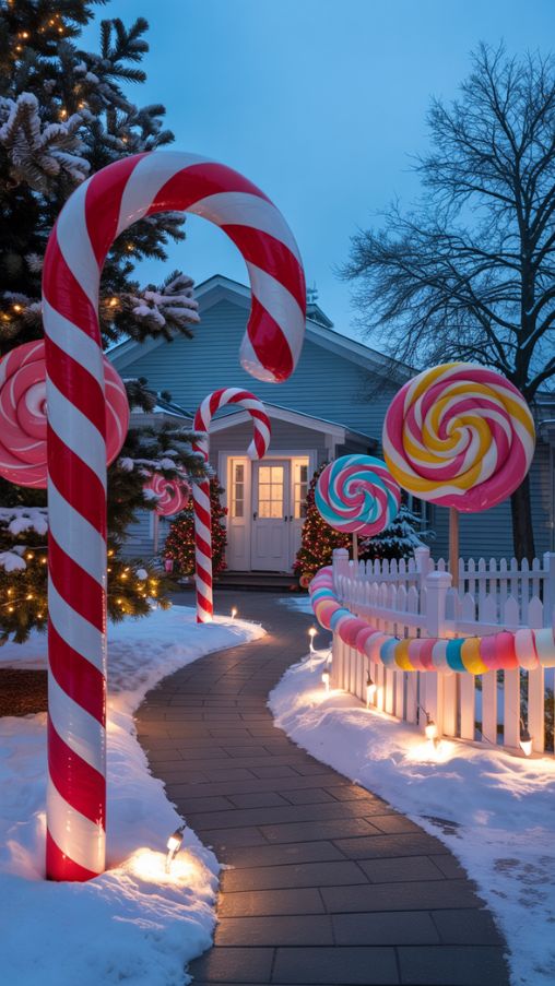 Outdoor Candy Land Christmas Decorations for a Whimsical Yard