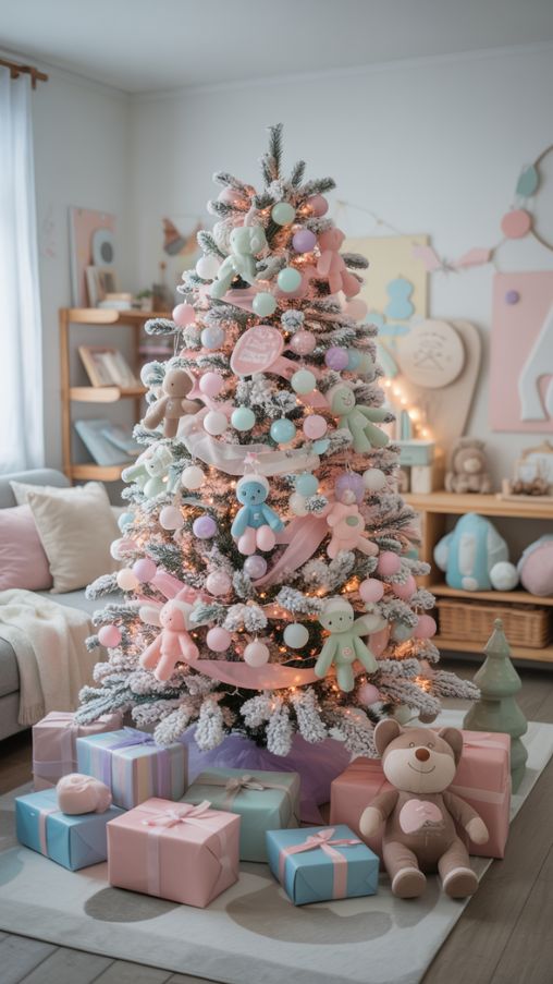 Pastel Flocked Christmas Tree Ideas for a Magical Holiday