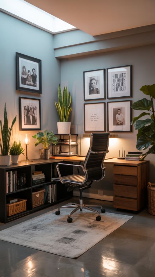 Personal Touches and Decor Ideas for a Motivating Basement Office
