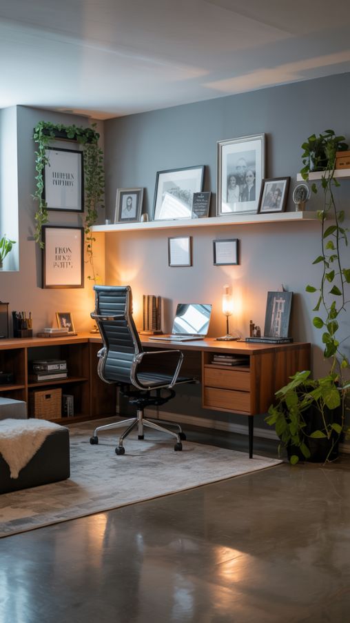 Personal Touches and Decor Ideas for a Motivating Basement Office