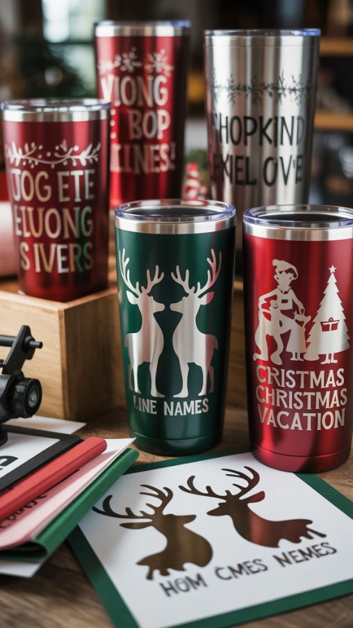 Personalized Vinyl and Laser Engraved Christmas Tumblers