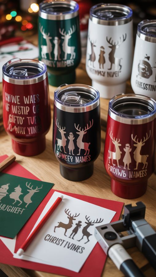 Personalized Vinyl and Laser Engraved Christmas Tumblers