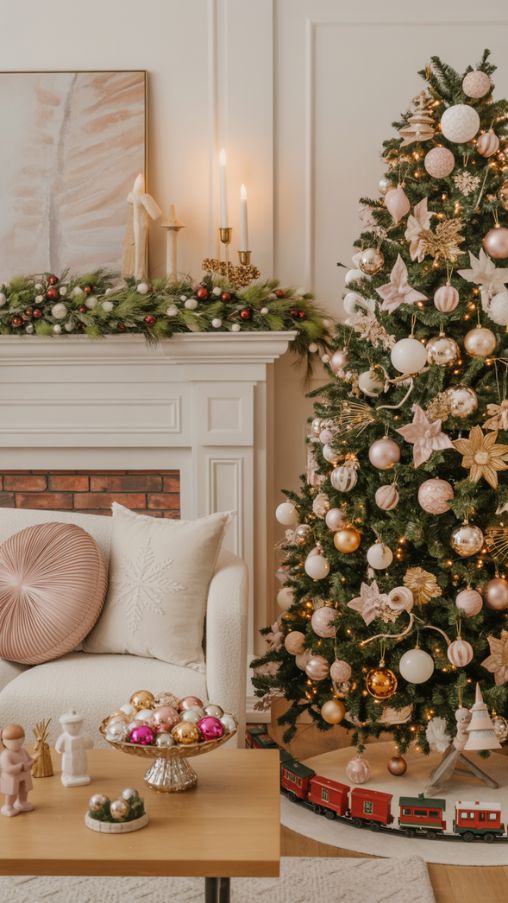 Pretty Christmas Decorations, Cozy Christmas Living Room Decor, Modern Christmas Mantel Ideas
