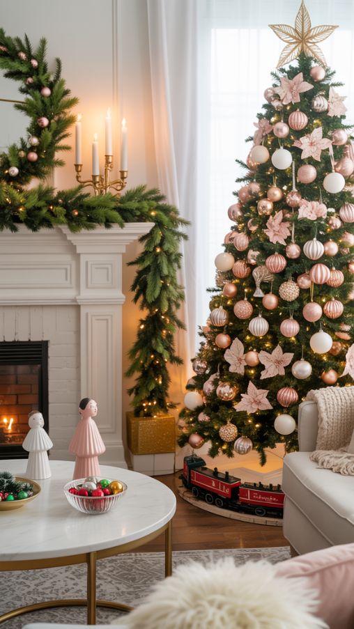 Pretty Christmas Decorations, Cozy Christmas Living Room Decor, Modern Christmas Mantel Ideas