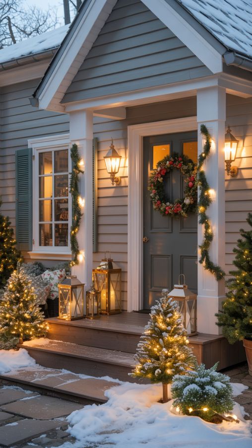 Pretty Christmas Decorations, Festive Outdoor Christmas Decor, Cozy Holiday Entryway