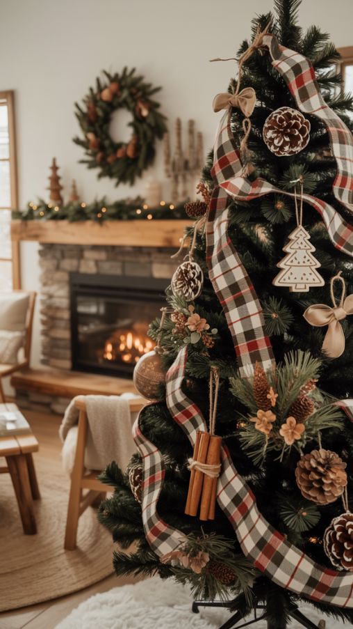 Rustic and Natural Decor Ideas for a Black Christmas Tree