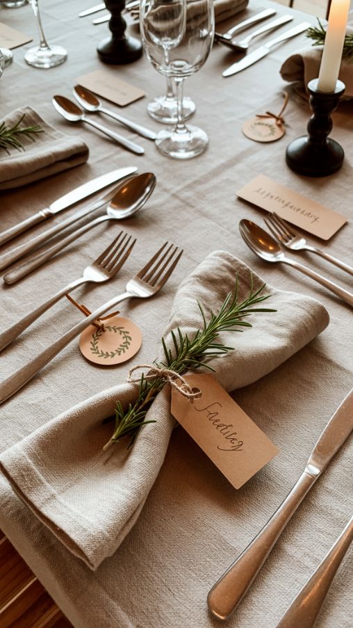Simple Thanksgiving Table Decor with Elegant Place Settings
