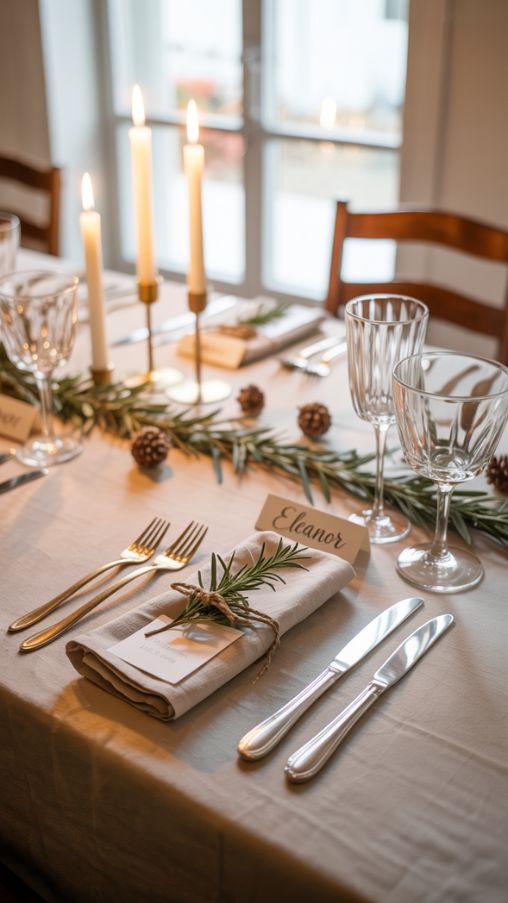 Simple Thanksgiving Table Decor with Elegant Place Settings
