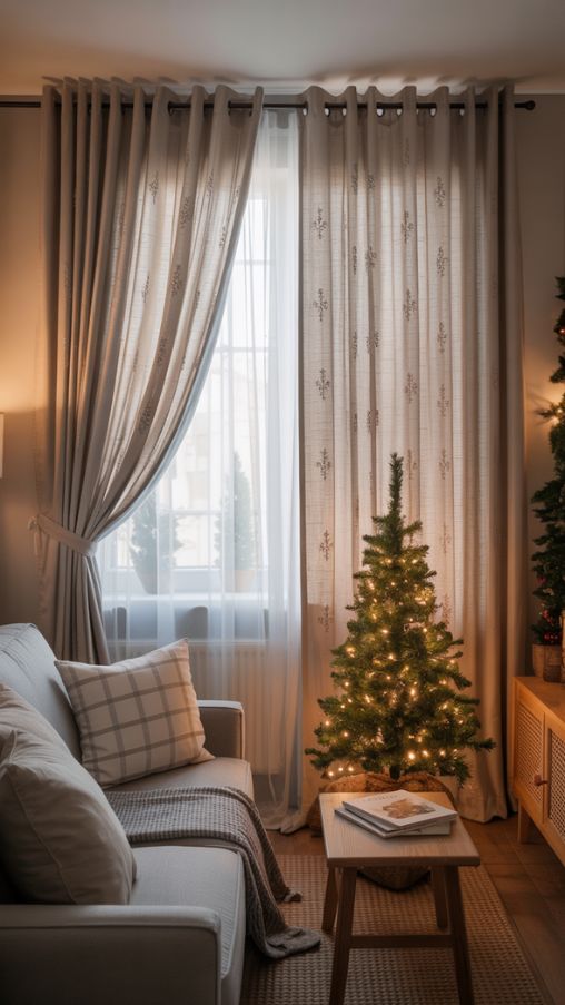 Small Living Room Christmas Curtain Ideas for Cozy Spaces