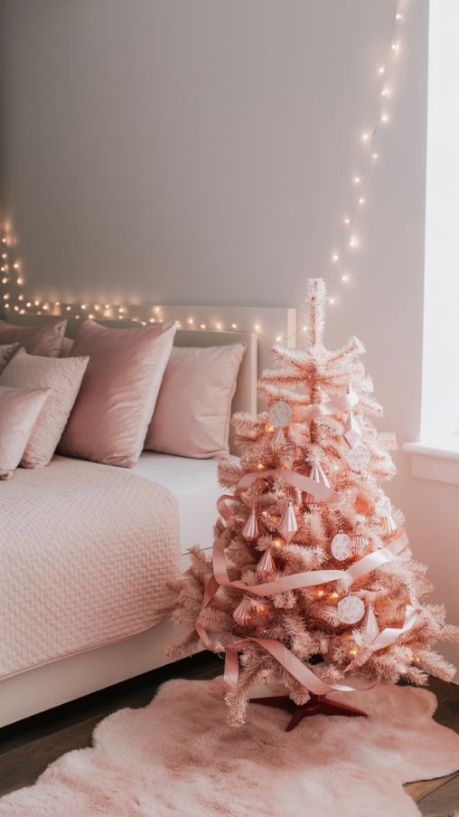 Sophisticated Pink Christmas Bedroom Ideas for Teens and Adults