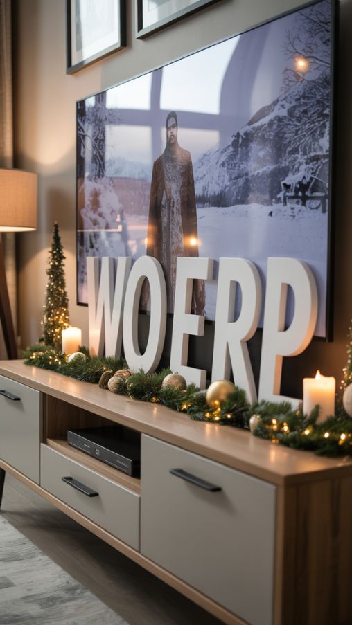 Statement Pieces and Centerpieces TV Stand Christmas Decor Ideas