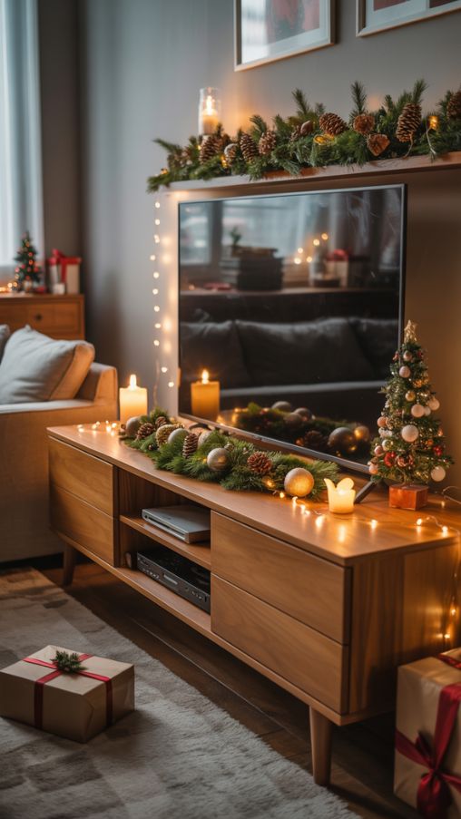 TV Stand Christmas Decor Ideas