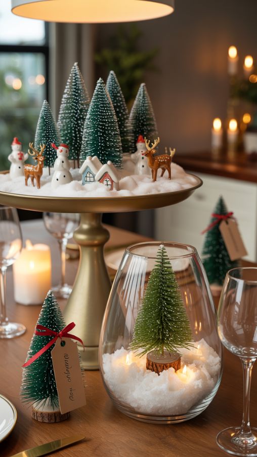 Using Mini Trees as Table Centerpieces for a Festive Holiday Table