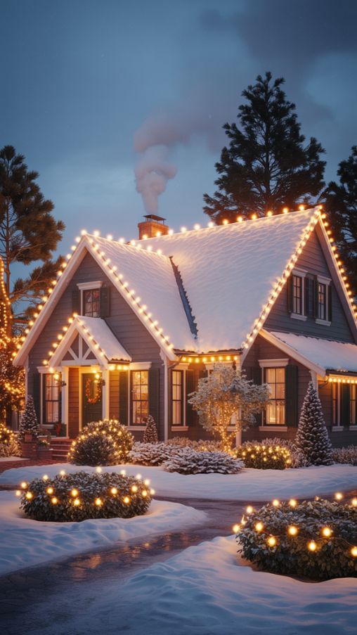 Warm White Exterior Christmas Lights Ideas