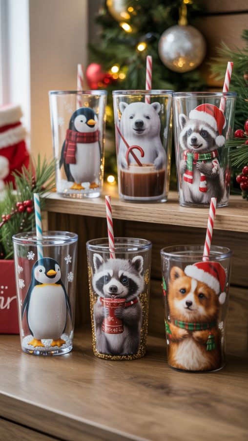 Whimsical Animal and Character Christmas Tumblers