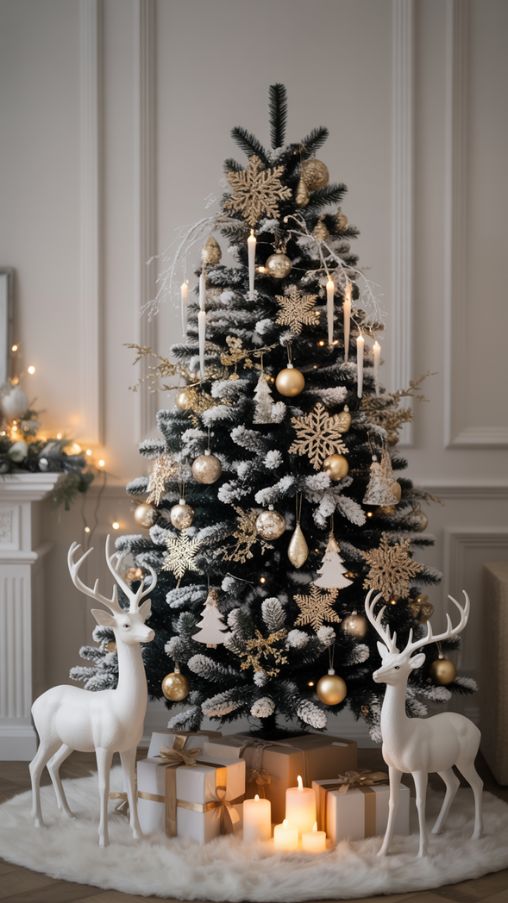 Winter Wonderland Black Christmas Tree Ideas