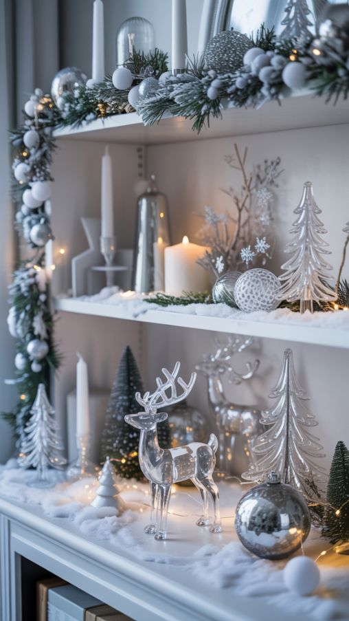 Winter Wonderland Christmas Shelf Decor Ideas