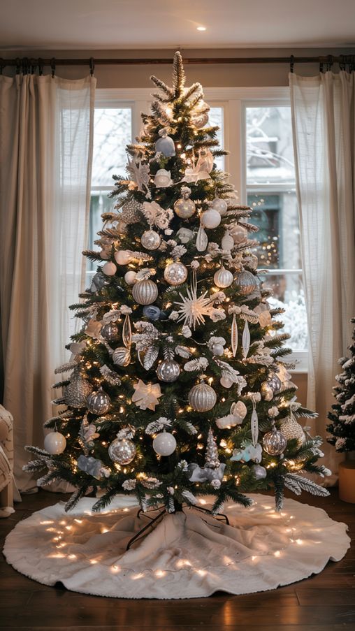 Winter Wonderland Christmas Tree with Blue and White Lights