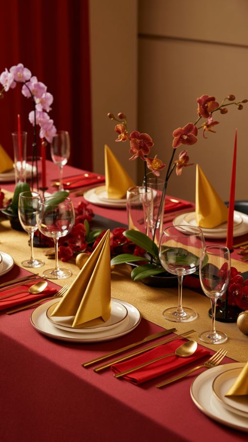Elegant Lunar New Year Table Setting for Prosperity and Celebration