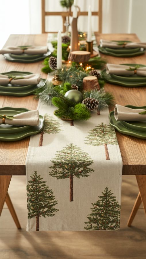 Nature-Inspired and Rustic Christmas Table Runner Ideas for a Cozy Woodland Holiday