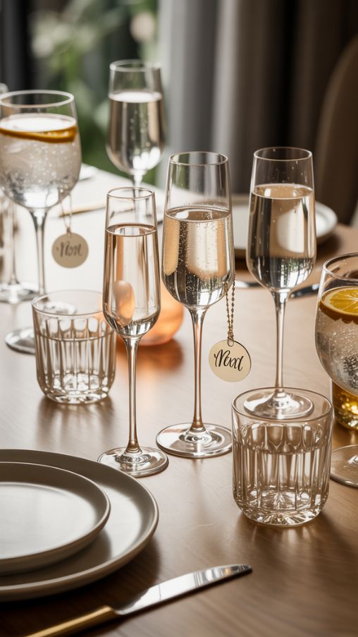 New Year Table Decoration Ideas with Sparkling Glassware