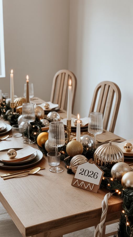 Repurposing Holiday Decorations for New Year’s Table