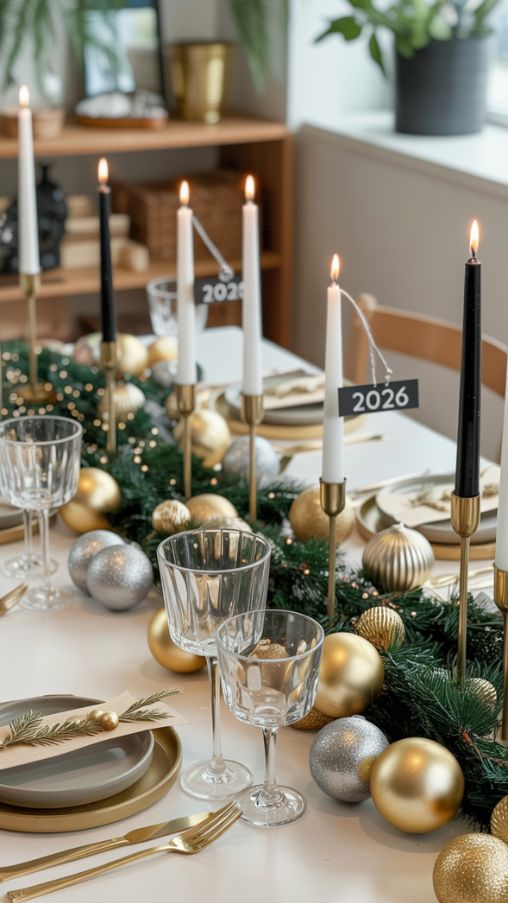 Repurposing Holiday Decorations for New Year’s Table
