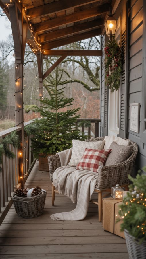 Rustic Christmas Porch Decorating Ideas Combining Rustic and Cottagecore Styles