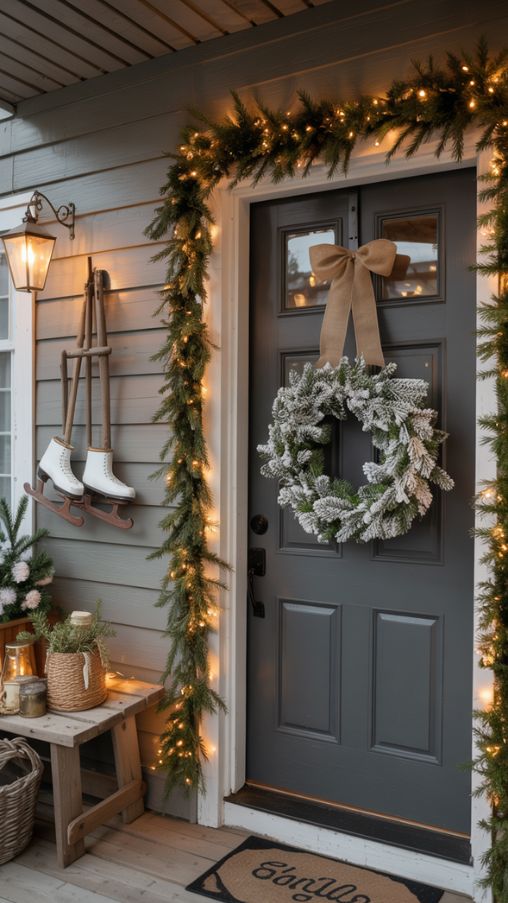 Rustic Christmas Porch Decorating Ideas Front Door With Festive Charm