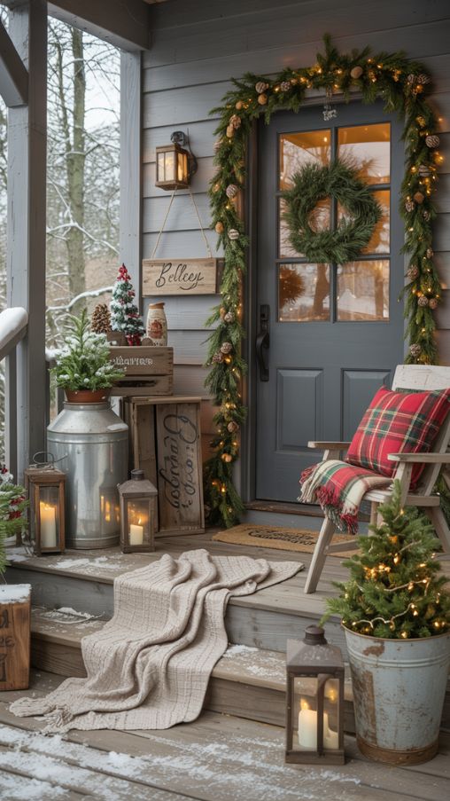 Rustic Christmas Porch Decorating Ideas With Seasonal Ambiance and Cozy Final Touches