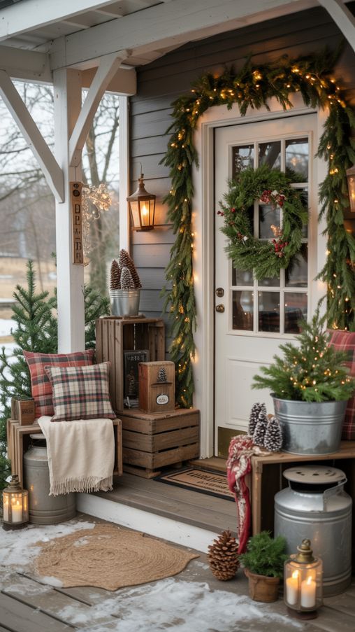 Rustic Christmas Porch Decorating Ideas With Seasonal Ambiance and Cozy Final Touches