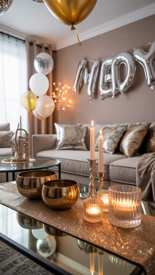 Stylish New Year’s Decorations Ideas with Metallic Accents
