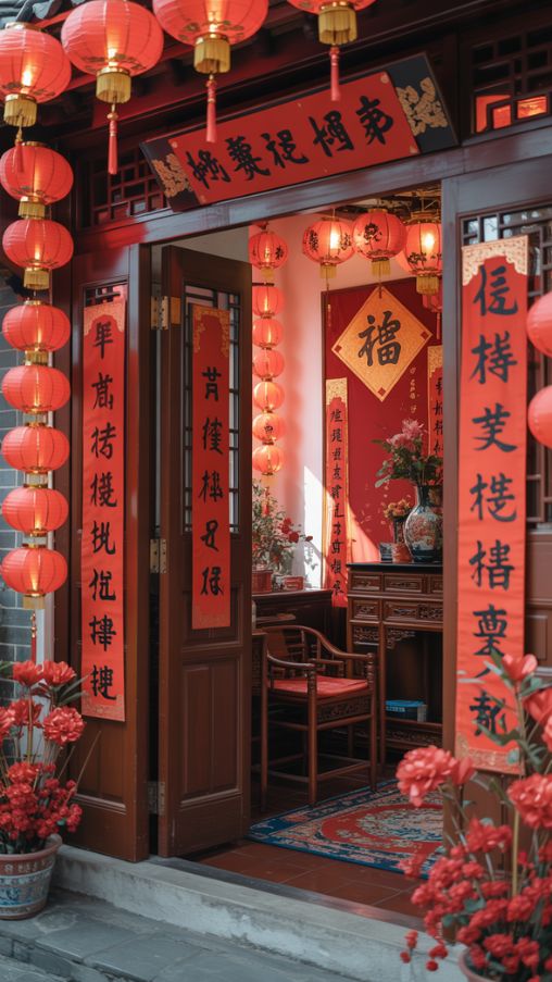 Traditional Chinese Lunar New Year Decorations for a Festive Home