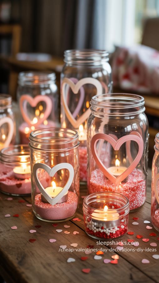 Cheap Valentine’s Day Heart-Shaped Candle Jars DIY