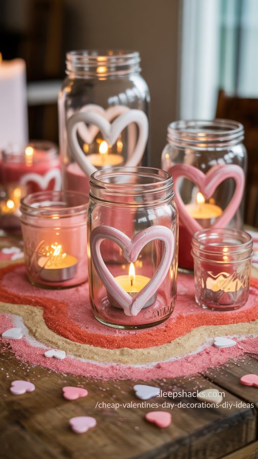 Cheap Valentine’s Day Heart-Shaped Candle Jars DIY