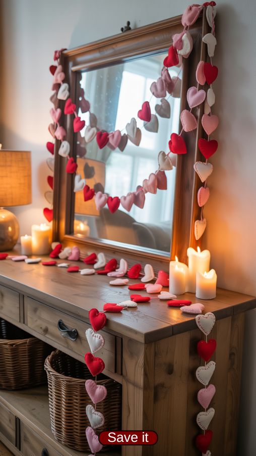 DIY Felt Heart Garland for Farmhouse Valentine Decor