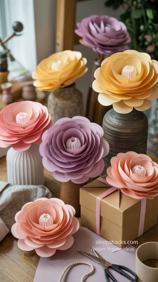 Elegant Layered Paper Flowers for Handmade Home Decor and Gifts