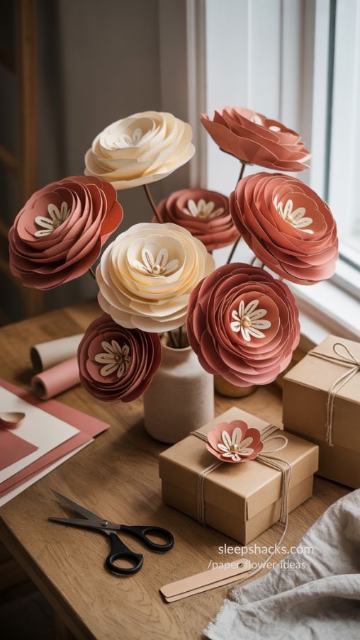 Elegant Layered Paper Flowers for Handmade Home Decor and Gifts