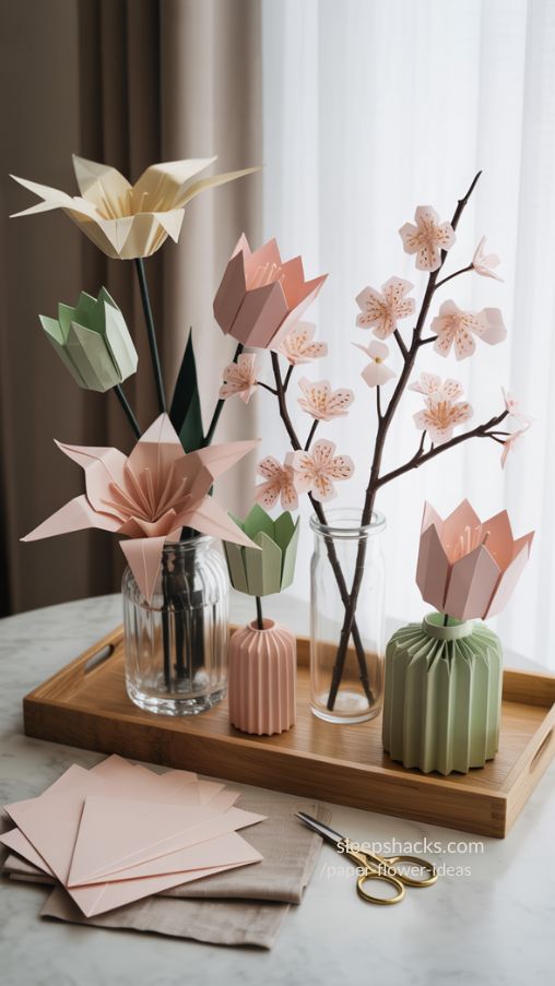 Elegant Origami-Style Paper Flowers for DIY Home Decor and Gifts