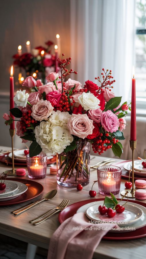 Elegant Pink and Red Tablescape Ideas for a Romantic Dinner