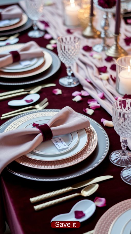 Elegant Valentines Day Table Settings with Personalized Place Settings