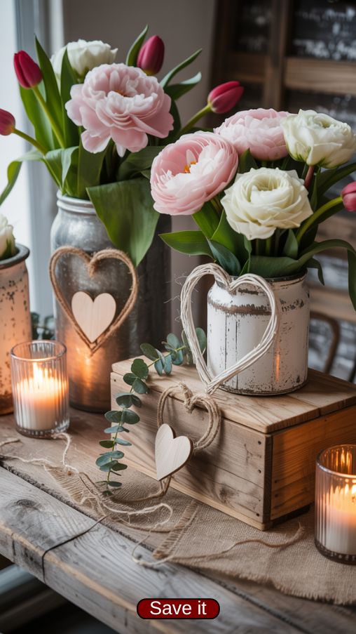 Farmhouse Valentine Floral Arrangements for Romantic Decor