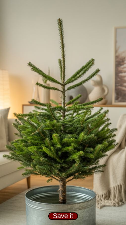 Fresh Real Christmas Tree Preparation Before Decorating