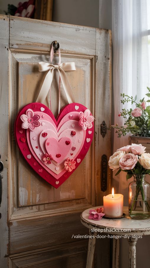 Handmade Valentines Door Hanger DIY Ideas for Cozy Home Decor