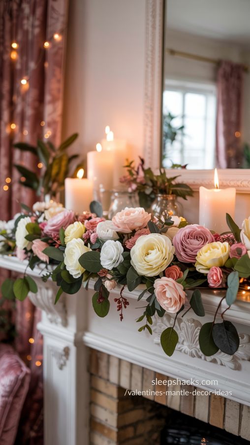 Incorporating Seasonal Florals in Valentines Mantle Decor Ideas