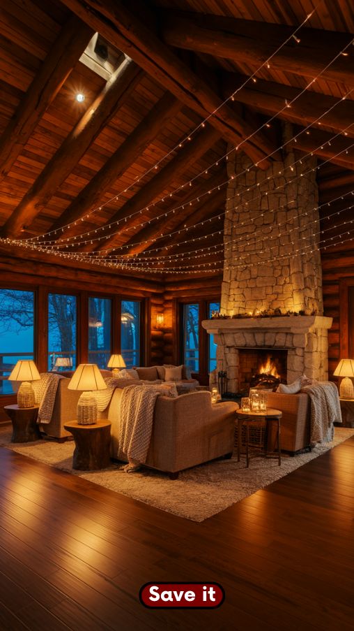 Layered Lighting for a Soft Glow in a Winter Cabin