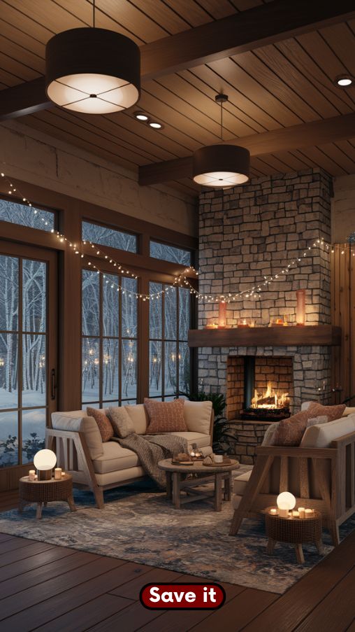Layered Lighting for a Soft Glow in a Winter Cabin